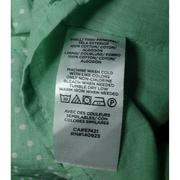 Ann Taylor Loft Polka Dot Lagenlook Top Size M Crotchet Lace Trim Peasant Green - Picture 7 of 7